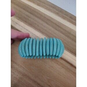 Wide Turquoise Blue Color Stone Bead Stretch Chunky Bracelet